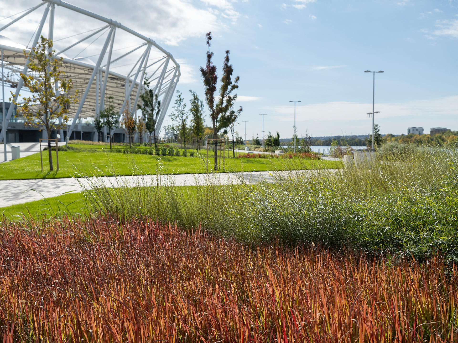 közpark atlétikai stadion park zöld tájépítészet